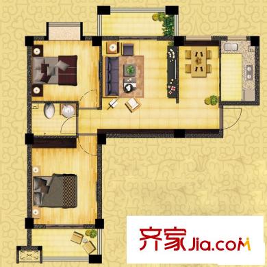 書香領(lǐng)寓戶型圖6#04，05戶型 2室2廳1衛(wèi)1廚
