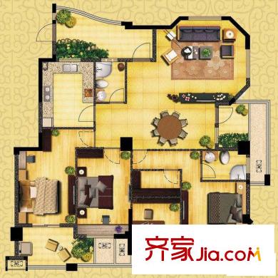 書香領(lǐng)寓戶型圖9號樓01戶型 4室2廳2衛(wèi)1廚