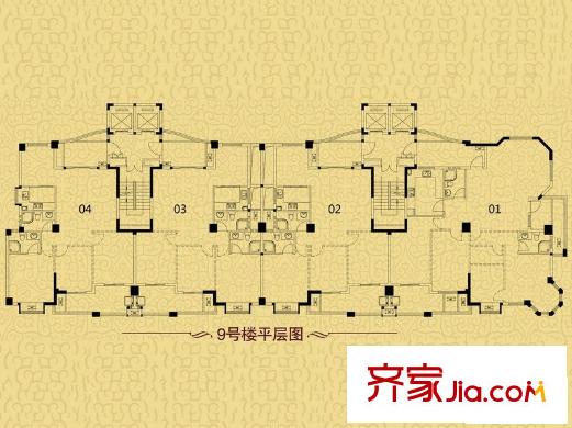 書香領(lǐng)寓戶型圖9#樓平層圖 