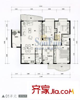 金山豪景戶型圖4室2廳2衛(wèi)1廚