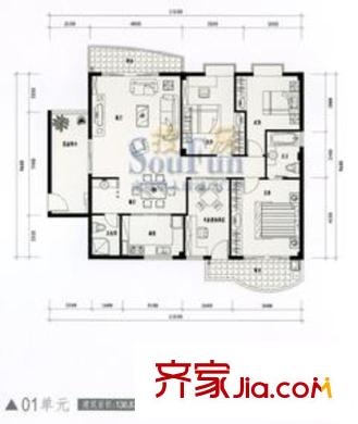 金山豪景戶型圖4室2廳2衛(wèi)1廚