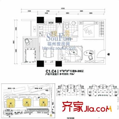 陽(yáng)光假日公寓 1室 戶型圖