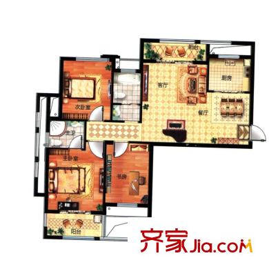 烏龍江大區(qū)戶型圖C1戶型  3室2廳2衛(wèi)1廚