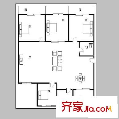 鼓山苑 4室 戶型圖