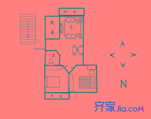 浦上小區(qū) 2室 戶型圖