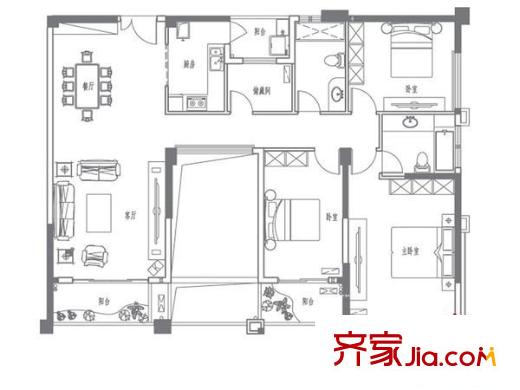 世歐上江城 4室 戶型圖