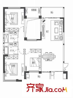 世歐上江城 4室 戶型圖