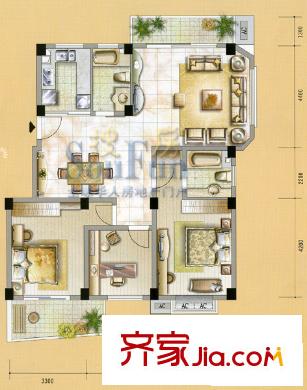 中茵加洲花城 3室戶型圖