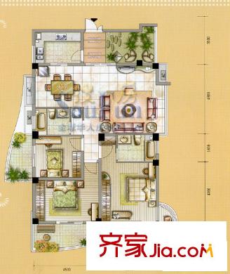 中茵加洲花城 3室戶型圖