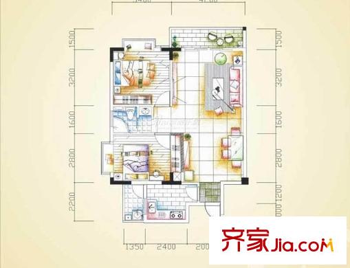 福晟錢隆御景 2室 戶型圖