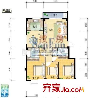 夏沁苑 3室 戶型圖