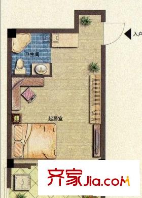 博仕后緣墅戶型圖博士后緣墅 1室 戶型圖 1室2廳1衛(wèi)1廚