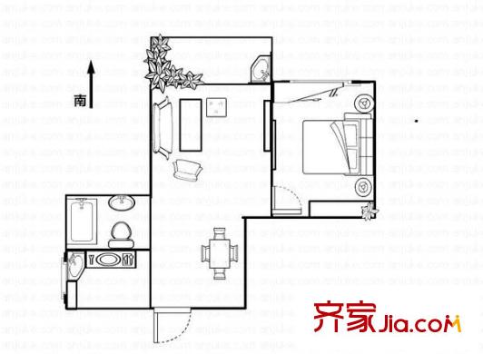 金山碧水三期秋爽苑戶(hù)型圖金山碧水三期秋爽苑 1室 戶(hù)型圖 1室2廳1衛(wèi)1廚