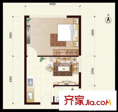 華城國際 1室 戶型圖