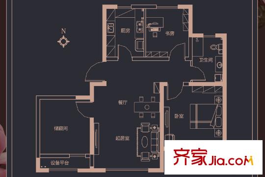 天房美棠高層6、7號(hào)樓標(biāo)準(zhǔn)層C戶型 3室2廳1衛(wèi)1廚