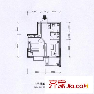 福州 摩卡生活館 戶型圖 1#樓302