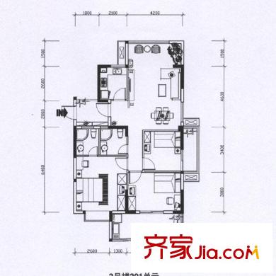 福州 摩卡生活館 戶型圖 3#樓301