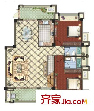 群升白馬郡戶型圖6#5層 4室3廳4衛(wèi)1廚