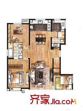 萬科新梅江柏翠園一期7、9-13#樓標準層155平戶型 3室2廳2衛(wèi)1廚