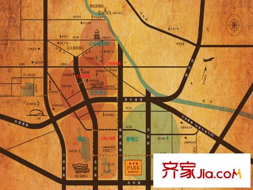 萬科新梅江柏翠園交通圖