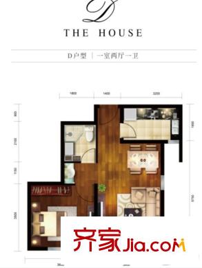熙匯廣場(chǎng)38號(hào)樓標(biāo)準(zhǔn)層D戶型 1室2廳1衛(wèi)