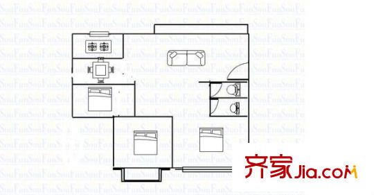 金山桔園二期泰園戶型圖金山桔園二期泰園 3室 戶型圖 3室2廳2衛(wèi)1廚