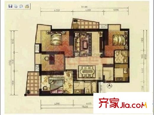 恒力城 3室 戶型圖