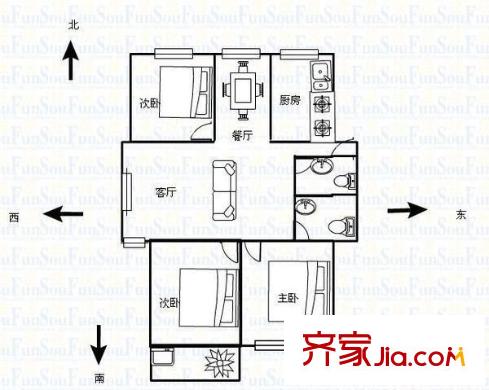 吉元小區(qū) 3室 戶型圖