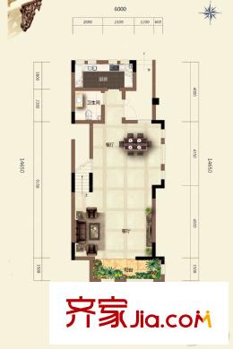 假日花園疊拼別墅JA2戶型二層 1室1廳1衛(wèi)