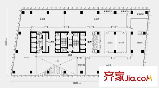 光耀東方國際大廈辦公層4層樓層平面圖 