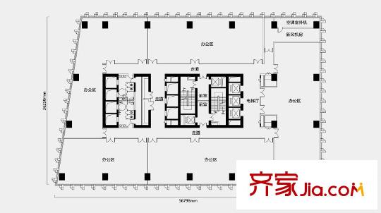 光耀東方國際大廈辦公層12-19層樓層平面圖 