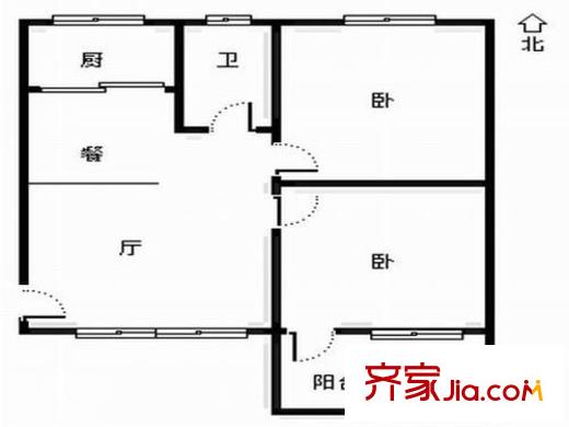 茶會(huì)小區(qū) 2室 戶型圖