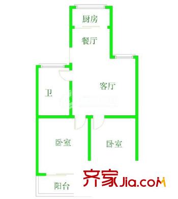 茶會(huì)小區(qū) 2室 戶型圖