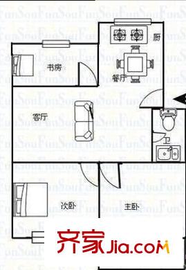 茶會小區(qū) 3室 戶型圖