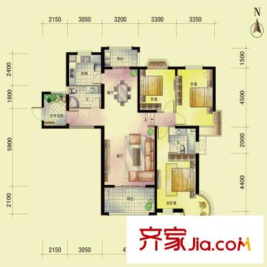 東方名城27#T1戶型01單元 3室2廳2衛(wèi)1廚