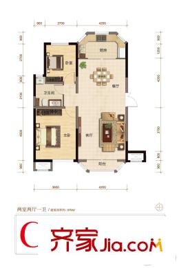 天房天拖二期高層標(biāo)準(zhǔn)層6號樓C2戶型 2室2廳1衛(wèi)1廚
