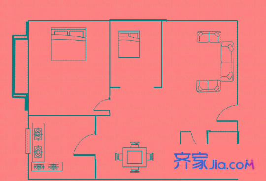 金色維也納 1室 戶型圖