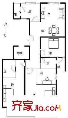 世茂天城一期儷園戶型圖世茂天城一期儷園 4室 戶型圖 4室2廳2衛(wèi)1廚