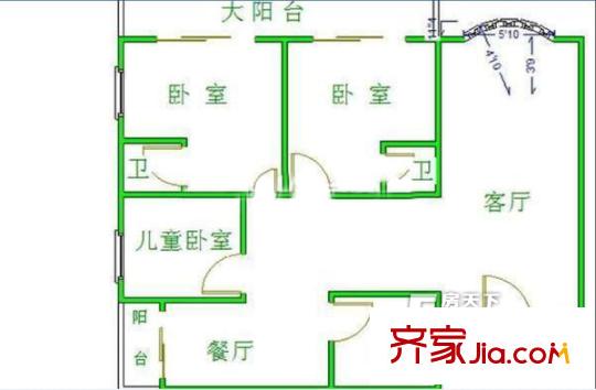 世茂天城一期儷園戶型圖世茂天城一期儷園 戶型圖 3室2廳1衛(wèi)1廚