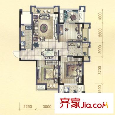 中茵上城國際戶型圖10#A1戶型 3室2廳1衛(wèi)1廚