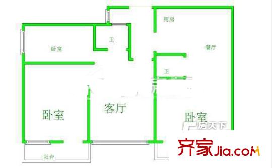 泰禾紅樹林D區(qū) 3室戶型圖