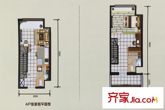北寧灣LOFT公寓標準層A戶型 2室2廳2衛(wèi)1廚