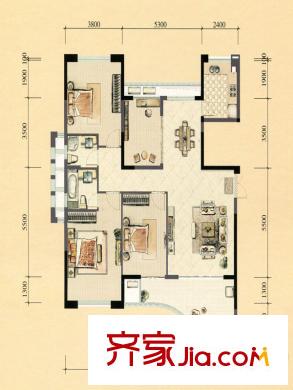 中庚香山春天戶型圖8#、9#樓04單元F戶型 