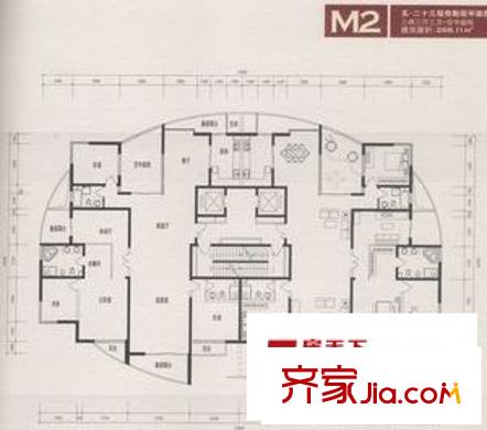江勝天鵝湖別墅戶型圖M2 5－23奇數(shù)層 3室3廳3衛(wèi)