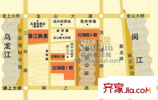 香江紅海園三期交通圖