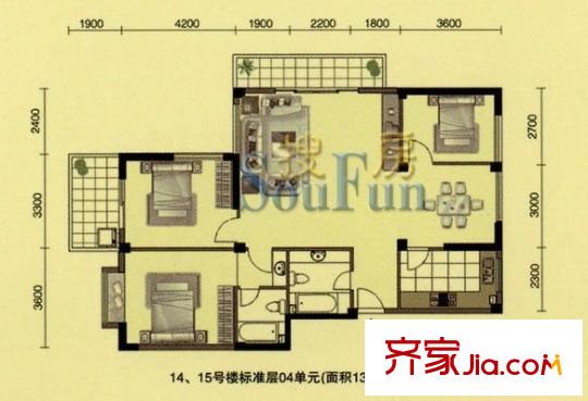 楓丹白鷺 4室 戶型圖
