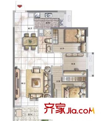 中天金海岸 3室 戶型圖