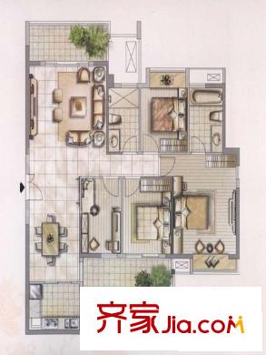 中天金海岸 4室 戶型圖