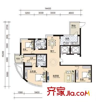 時(shí)代奧城戶型圖戶型圖 4室2廳2衛(wèi)1廚