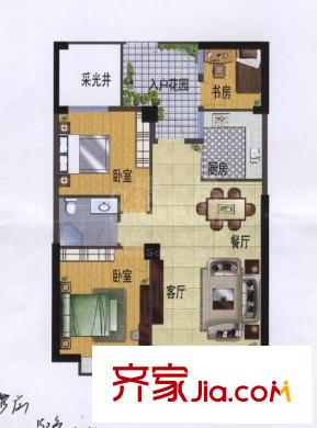 君臨香格里戶型圖3#樓02、05單元 2室2廳1衛(wèi)1廚